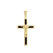 9ct Yellow Gold Onyx Crucifix Pendant image