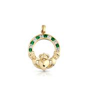 9ct Gold CZ Claddagh Pendant image