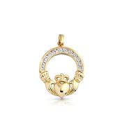 9ct Gold CZ Claddagh Pendant image