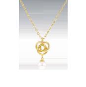 9ct Yellow Gold 5mm Freshwater Pearl Knot Necklace image