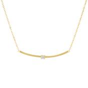 9ct Yellow Gold CZ Curved Bar Necklace image