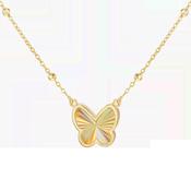 9ct Yellow Gold Rainbow Butterfly Ball Necklace image