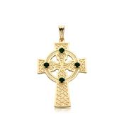 9ct Gold CZ Emerald Celtic Cross