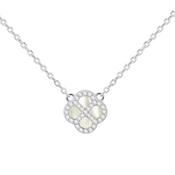 Sterling Silver Mother of Pearl Clover CZ Necklace image