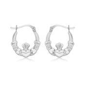 Sterling Silver Claddagh Creole Earrings