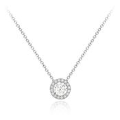 9ct WHITE GOLD CZ PENDANT NECKLACE