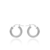 9CT WHITE GOLD DIAMOND CUT TEXTURED HOOP CREOLE EARRINGS image