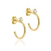 9ct YELLOW GOLD CZ HALF HOOP EARRINGS image