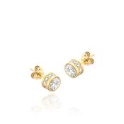 9ct Yellow Gold CZ Round Stud Earrings