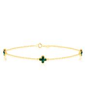 9CT YELLOW GOLD MALACHITE CLOVER BRACELET