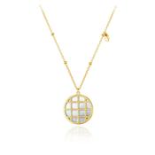 9CT YELLOW GOLD MOTHER OF PEARL BASKET ADJUSTABLE NECKLACE