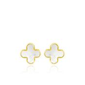 9CT YELLOW GOLD MOTHER OF PEARL PETAL STUD EARRING