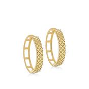 9CT YELLOW GOLD QUILTED MEDUM HOOP EARRINGS