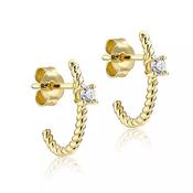 9CT YELLOW GOLD TWISTED-TUBE HALF-HOOP EARRINGS