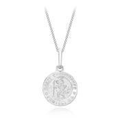 9CT WHITE GOLD ST CHRISTOPHER ROUND SATIN PENDANT