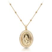 9ct Gold Miraculous Medal and Rosary Style Chain Necklace