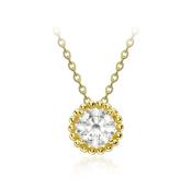 9ct Yellow Gold CZ Halo Adjustable Necklace