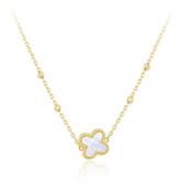 9ct Yellow Gold Mother of Pearl Clover DC Ball Necklace