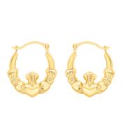 9ct Gold Claddagh Creole Earrings