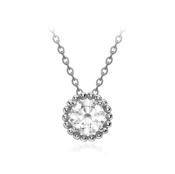 9ct White Gold CZ Halo Adjustable Necklace