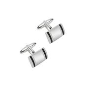 Rhodium Plated Black Line Cufflinks