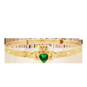 Sterling Silver Gold Filled Green CZ Claddagh Bangle image