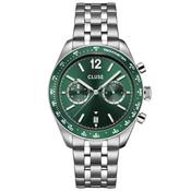 Cluse Green Steel Aravis Dual Timer Watch