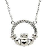 Sterling Silver Claddagh CZ Necklace