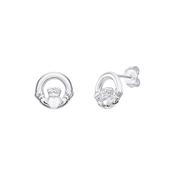 Silver Claddagh Stud Earrings