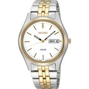 SEIKO WHITE SOLAR MIXED METAL WATCH image