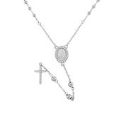 Sterling Silver Rosary CZ Cross Necklet
