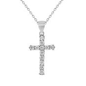 Sterling Silver CZ Cross Necklace