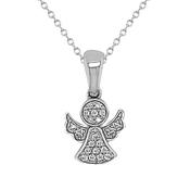 Sterling Silver CZ Angel Necklace
