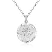 Sterling Silver St. Christopher Medal and Trace Chain Necklace