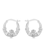 Sterling Silver Claddagh Creole Earrings