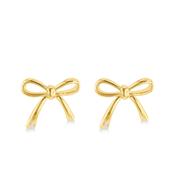Sterling Silver Gold Plated Bow Diamond Stud Earrings