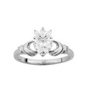Sterling Silver CZ Claddagh Ring