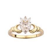 Sterling Silver Gold Plated CZ Claddagh Ring image