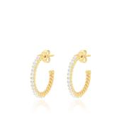 Sterling Silver Gold Plated Half Hoop CZ Earrings image