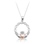 Silver &amp; Gold Claddagh Celtic Pendant Necklace
