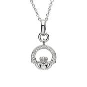Sterling Silver Claddagh CZ Necklace