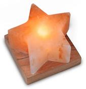 Illuminated Salt Crystal LED - Star on wooden base image