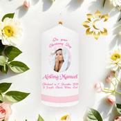 Christening Candle Girl - Round Photo image