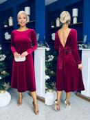 Taylor Pearl &amp; Bow Detail Midi Dress Wine image