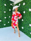 Elsa Asymmetric Dress Floral Red / Pink image