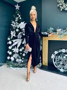 Rily Velvet Drape Detail Dress Black image