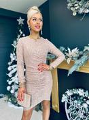 Bianca Ruched Sequin Mini Dress Taupe
