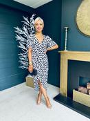 Bianca Leopard Print Midi Dress White