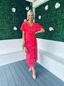 Priscilla Ruched Detail Midi Dress Pink / Red image