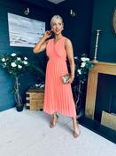 Rocco Pleated Midi Dress Peach